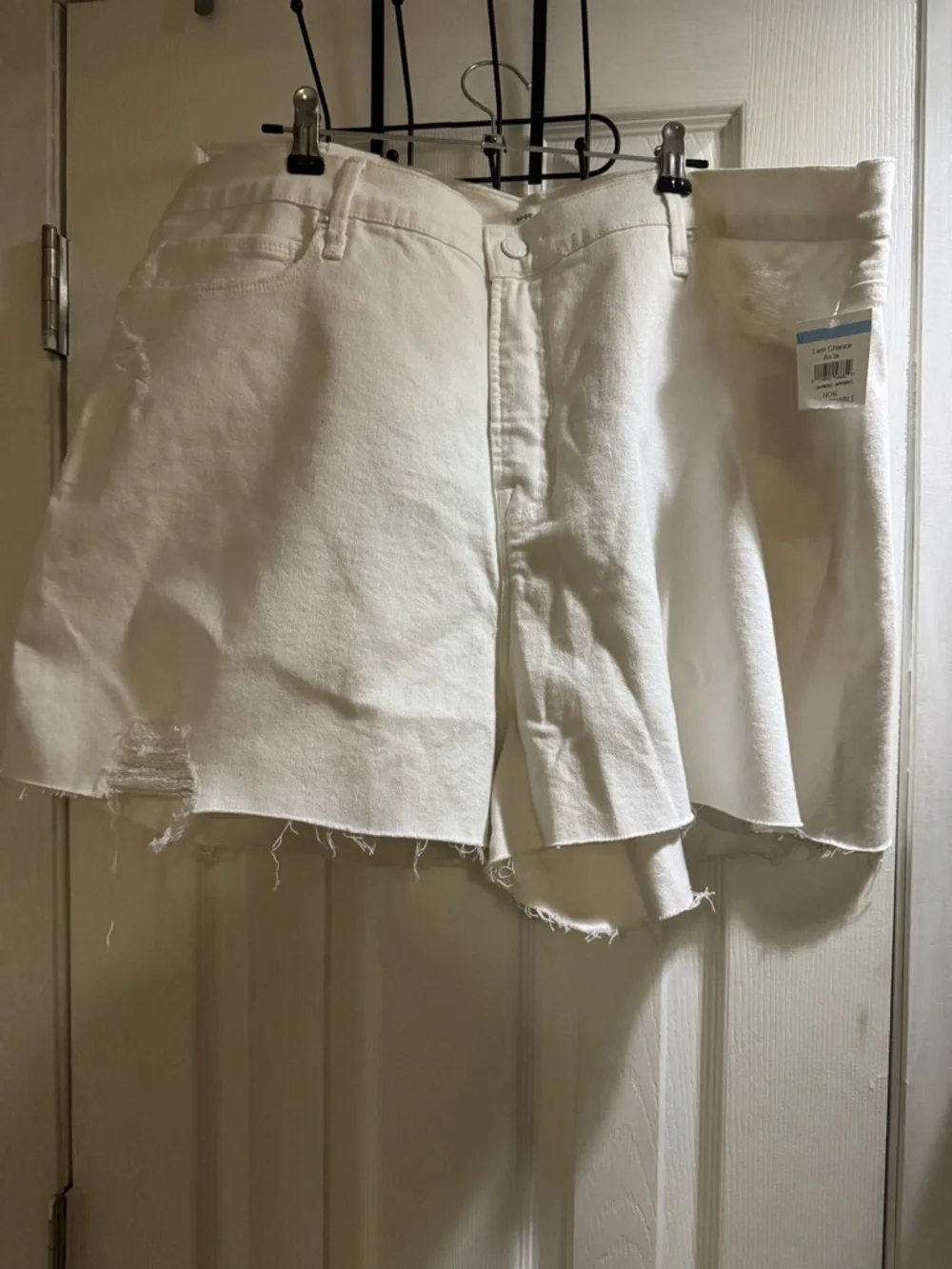 Good American White Distressed Denim Cutoff Shorts - Picture 2 of 5